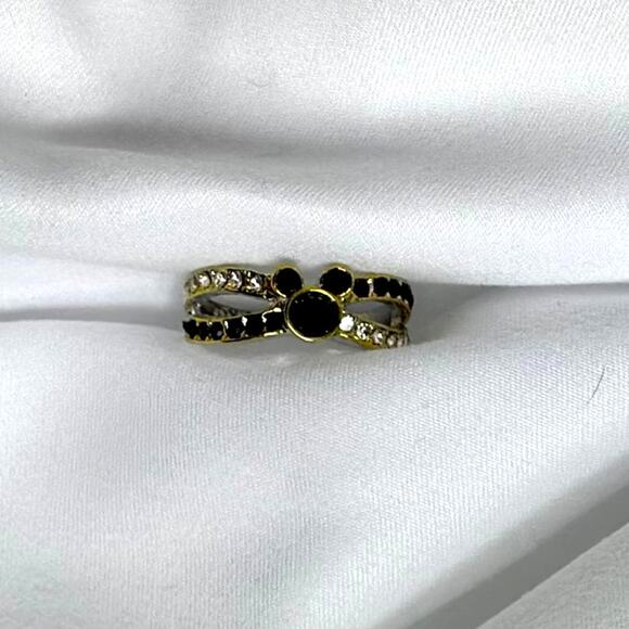 Mouse Shaped Black Onyx Syn Cubic ZIrconia RIbbons of Crystals Size 9 - Picture 13 of 14